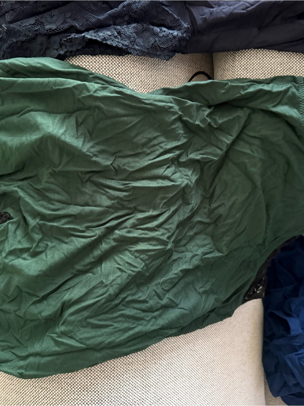 Free People Red Lace Trim Chemise with Black and Green Accents - Picture 3 of 4